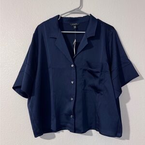 NWT Banana Republic Dark Blue Camp Shirt Size XXL